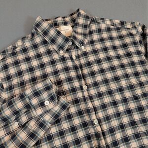 Billy‎ Reid Mens Slim Fit Plaid Button Down Shirt Cotton Casual Size Medium